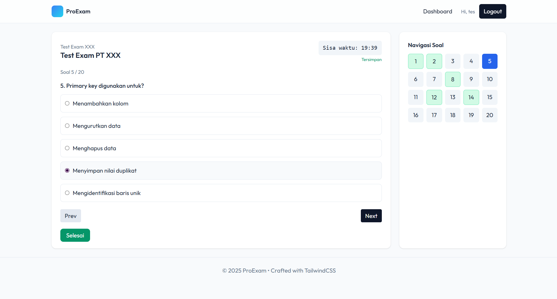 ProExam - Apliaksi Ujian Online Pilihan Ganda