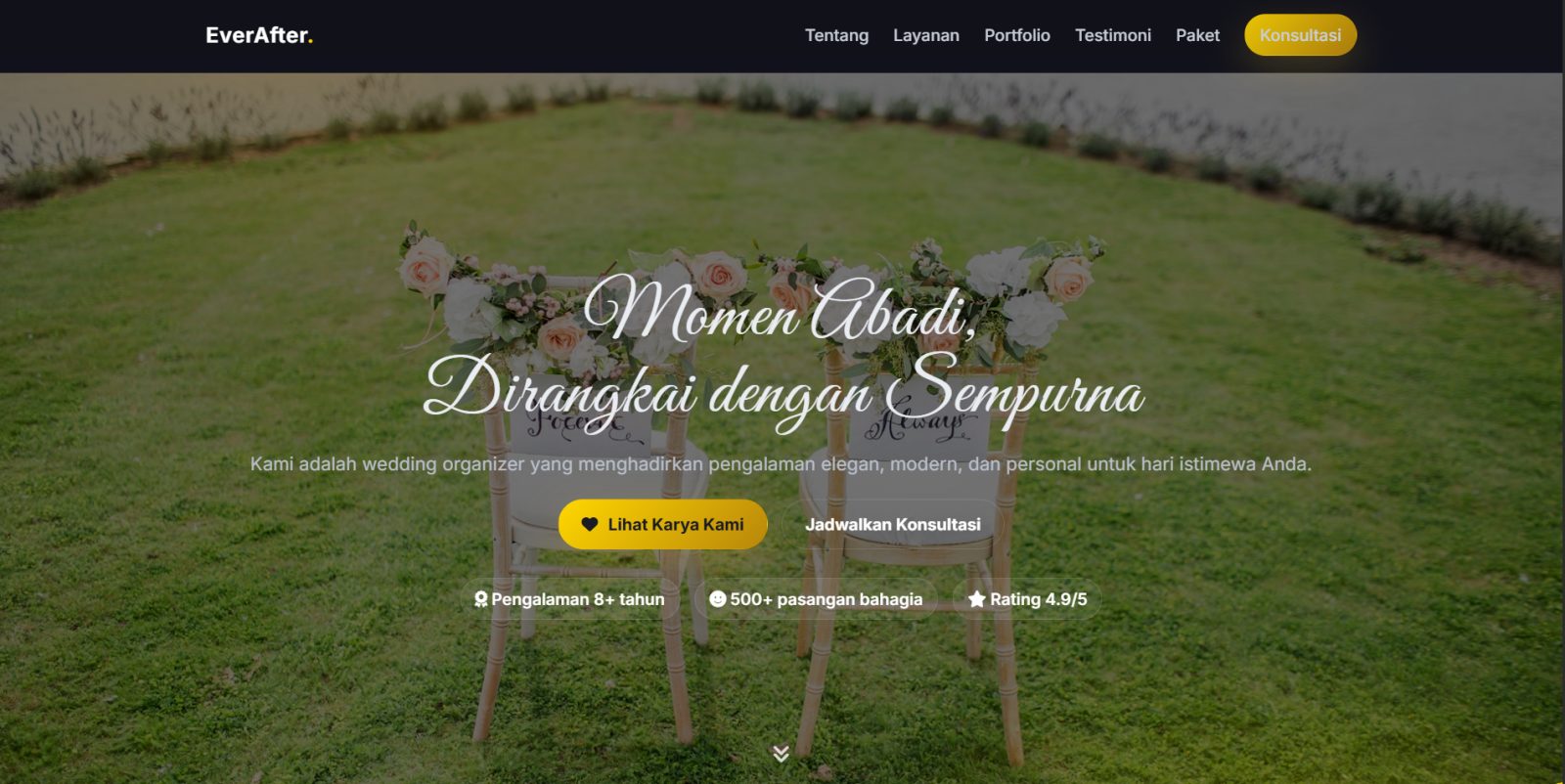 Golden Vows – Theme Landing Page Wedding Organizer Modern & Elegan
