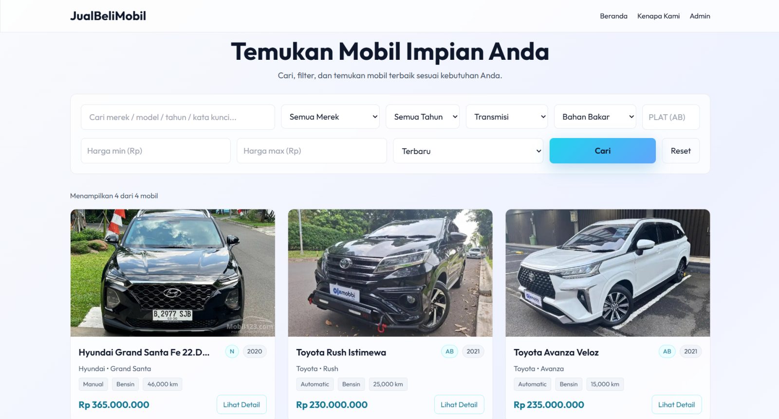 Carzo - Website Showroom Jual Beli Mobil Bekas